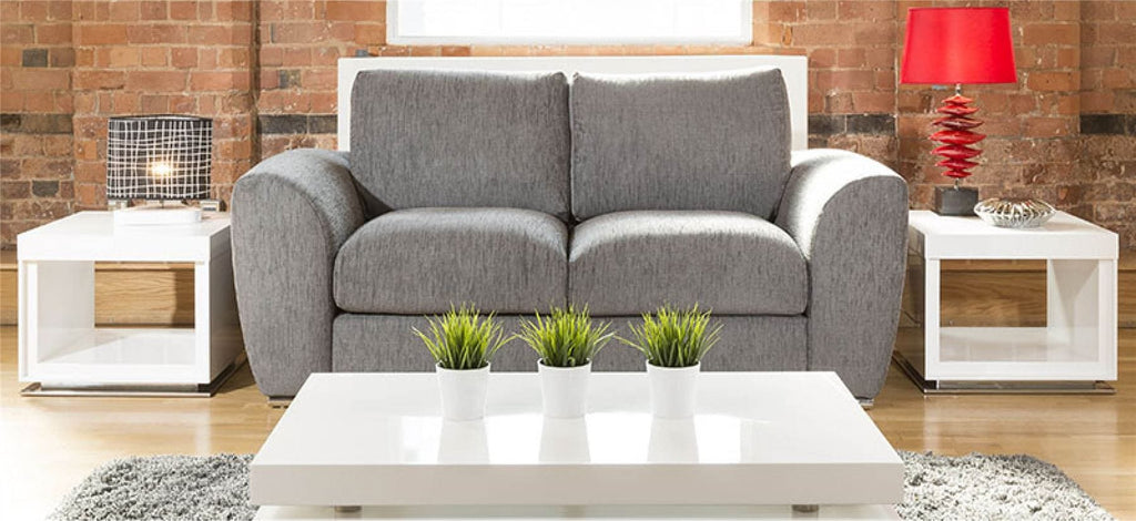 Quatropi Modern Designer 2 Seater Settee/Sofa Made to Order Grey Fabric