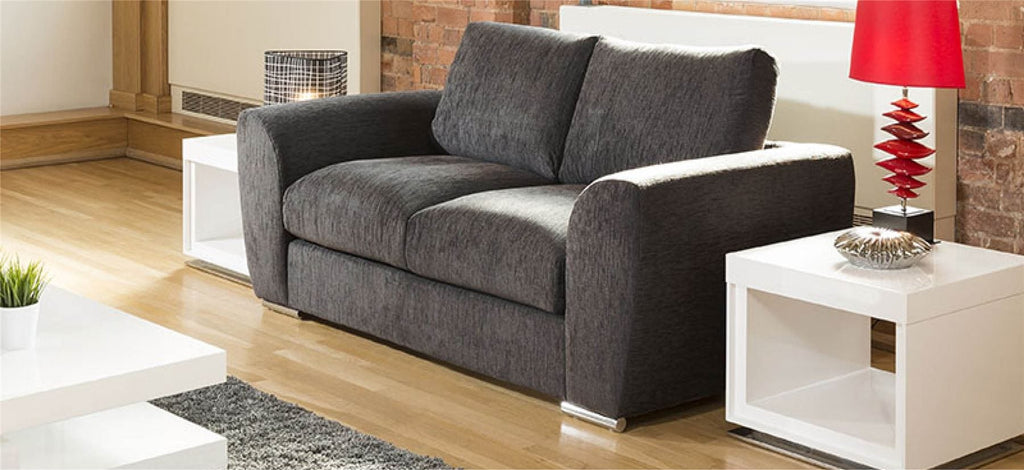 Quatropi Modern Designer 2 Seater Settee/Sofa Made to Order Grey Fabric