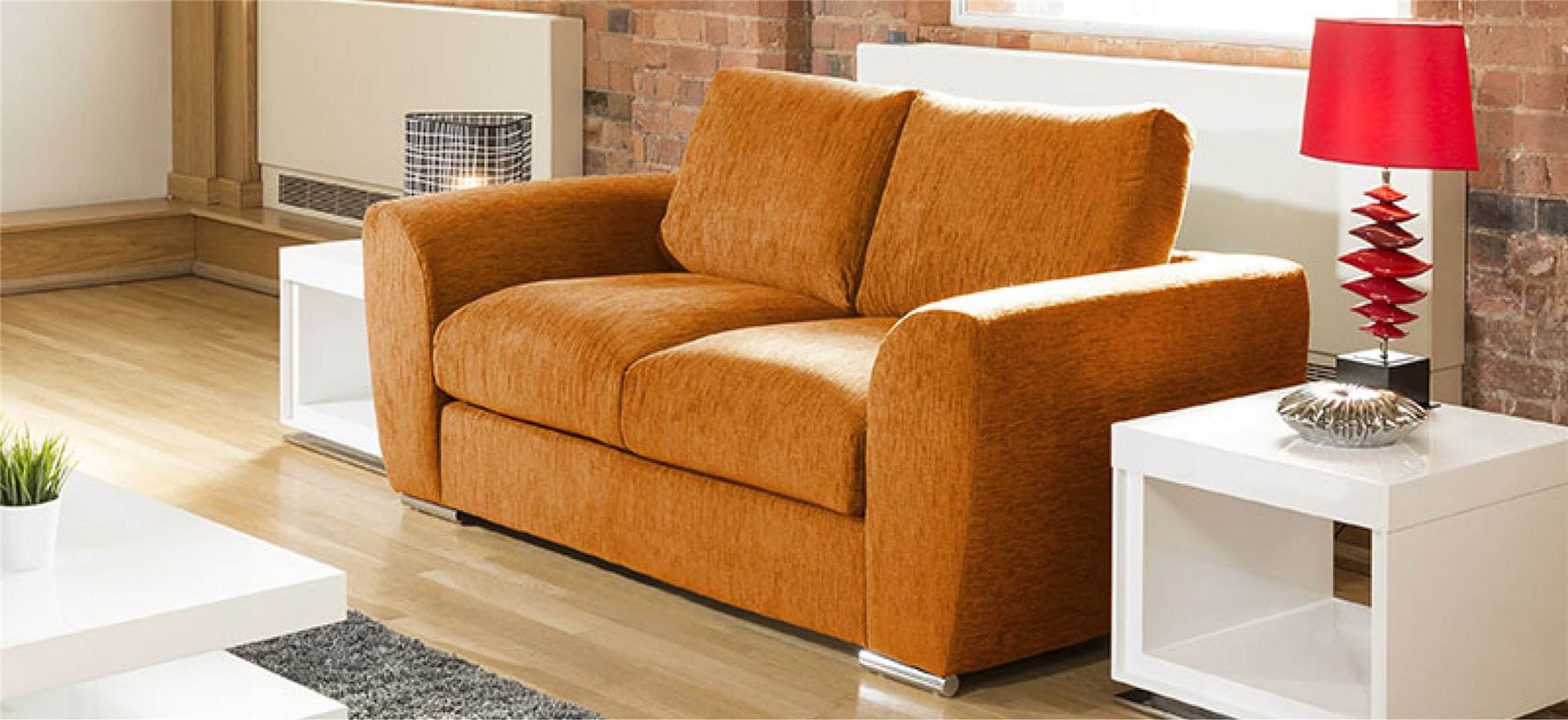 Quatropi Modern Designer 2 Seater Settee/Sofa Made to Order Grey Fabric