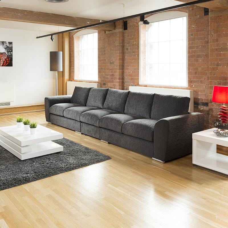 Quatropi Modern Extra Large Wide 5 Seater Sofa / Settee Grey 4.1x1.0m