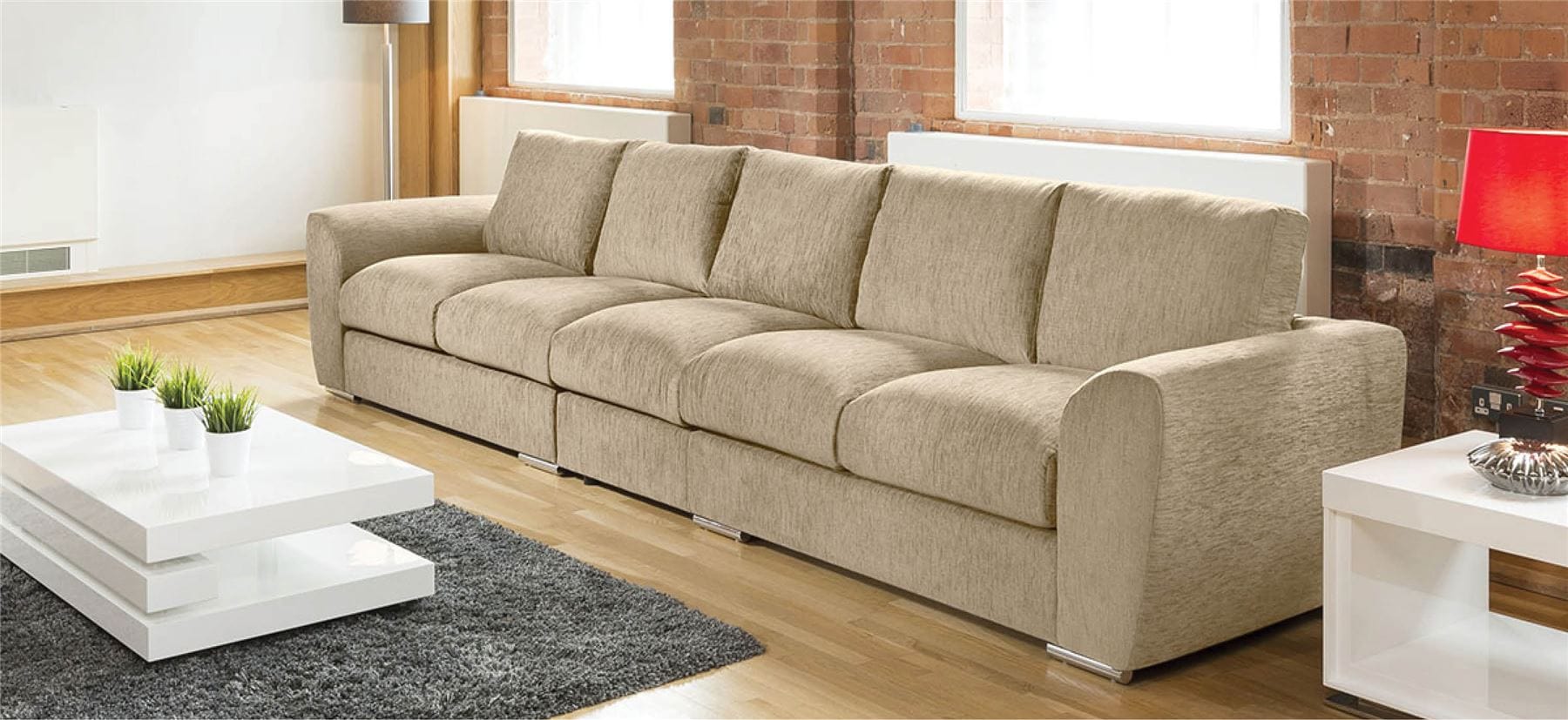 Quatropi Modern Extra Large Wide 5 Seater Sofa / Settee Grey 4.1x1.0m