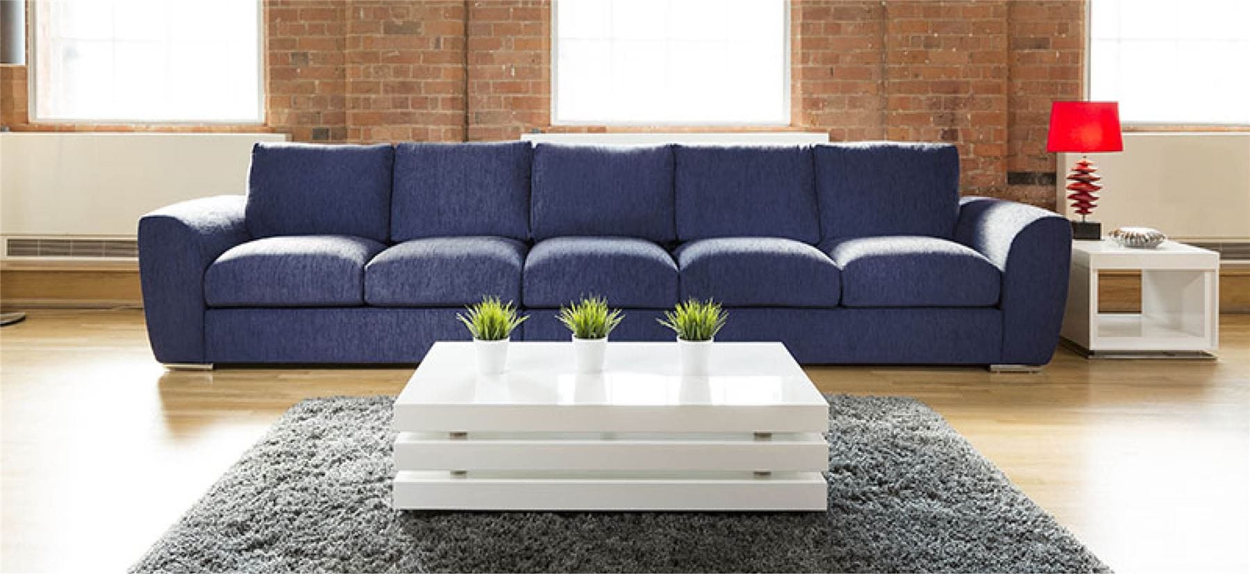 Quatropi Modern Extra Large Wide 5 Seater Sofa / Settee Grey 4.1x1.0m