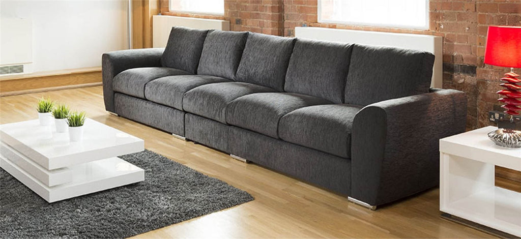 Quatropi Modern Extra Large Wide 5 Seater Sofa / Settee Grey 4.1x1.0m