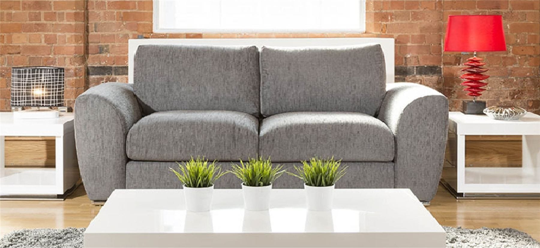 Quatropi Modern Large 3 Seater Settee/Sofa Made to Order Grey Fabric