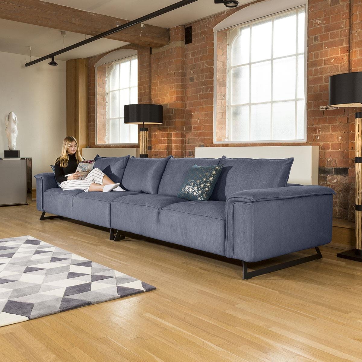 Effie Super Wide Sectional Elegant 4 Seater Sofa Many Fabrics 3.85mtr