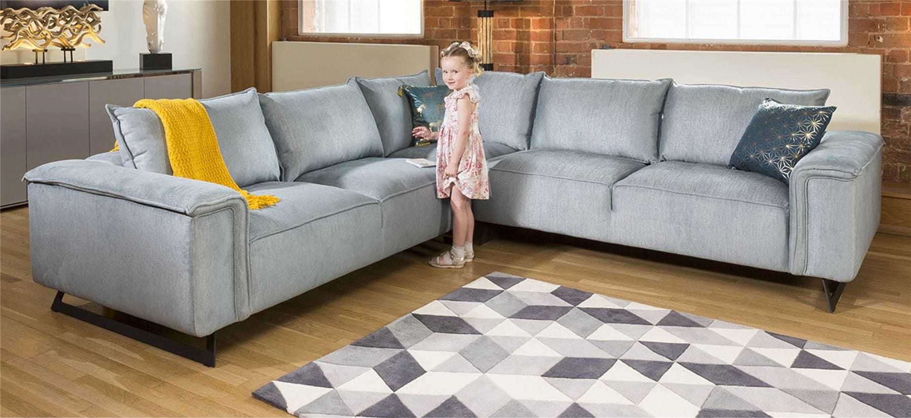 Extra Large U Shape Corner Effie Modular Sofa Many Fabrics 3 x 3m