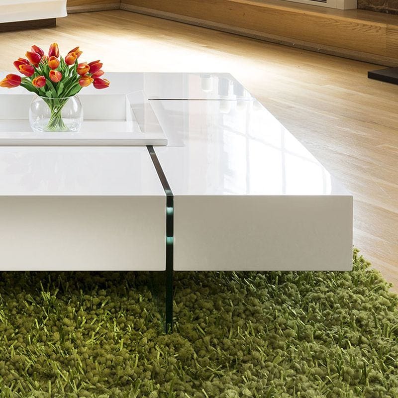 Quatropi Modern Large White Gloss Coffee Table 1194mm Square 30cm High