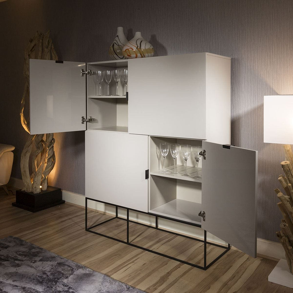 Quatropi Modern Tall Cabinet / Sideboard in light Grey Gloss New 1411