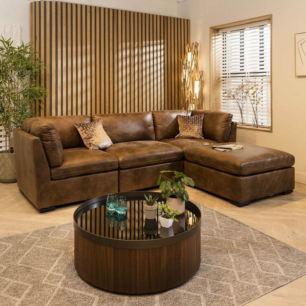 Mikey 3 Seater Modular Sofa Brown 285x190cm 2R