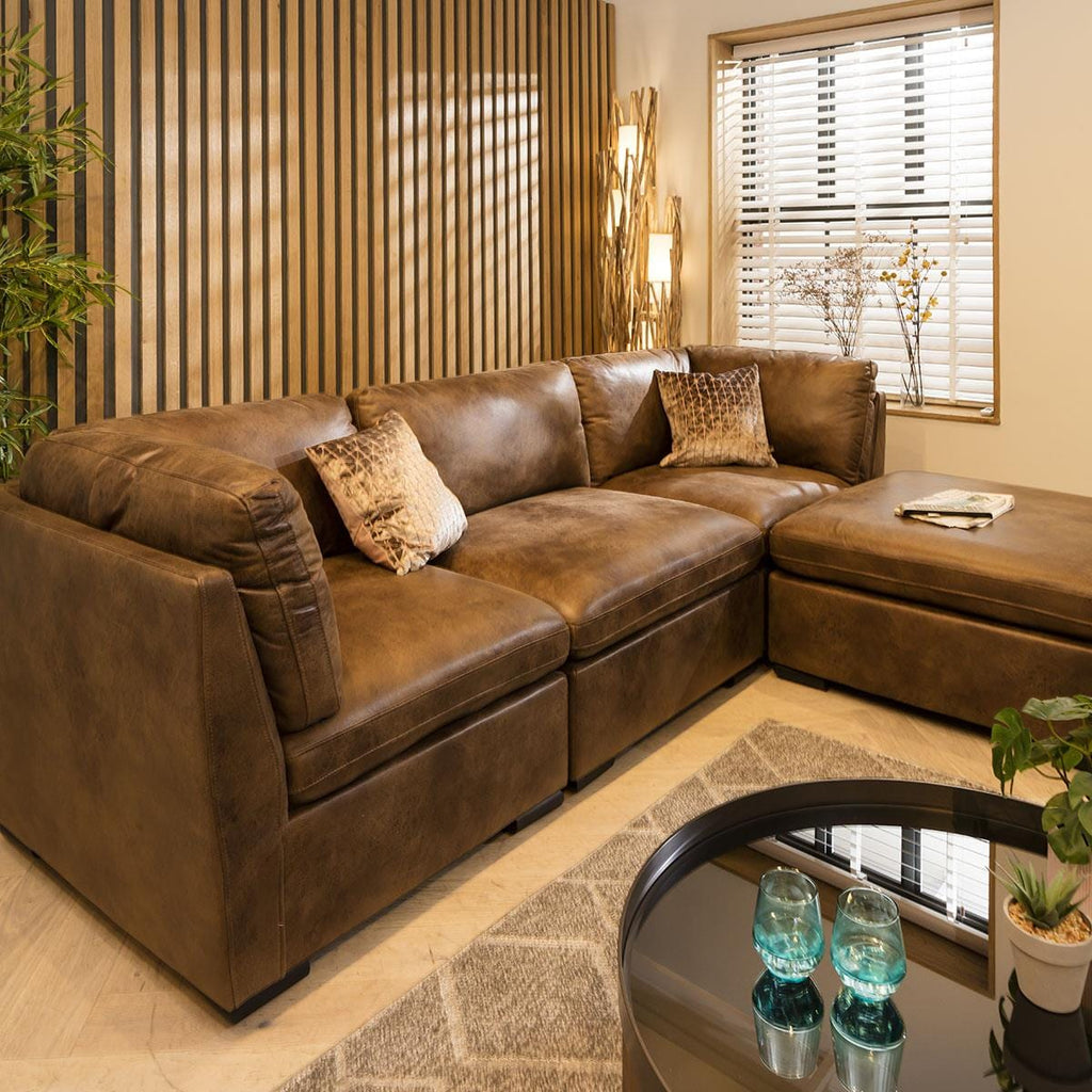Mikey 3 Seater Modular Sofa Brown 285x190cm 2R
