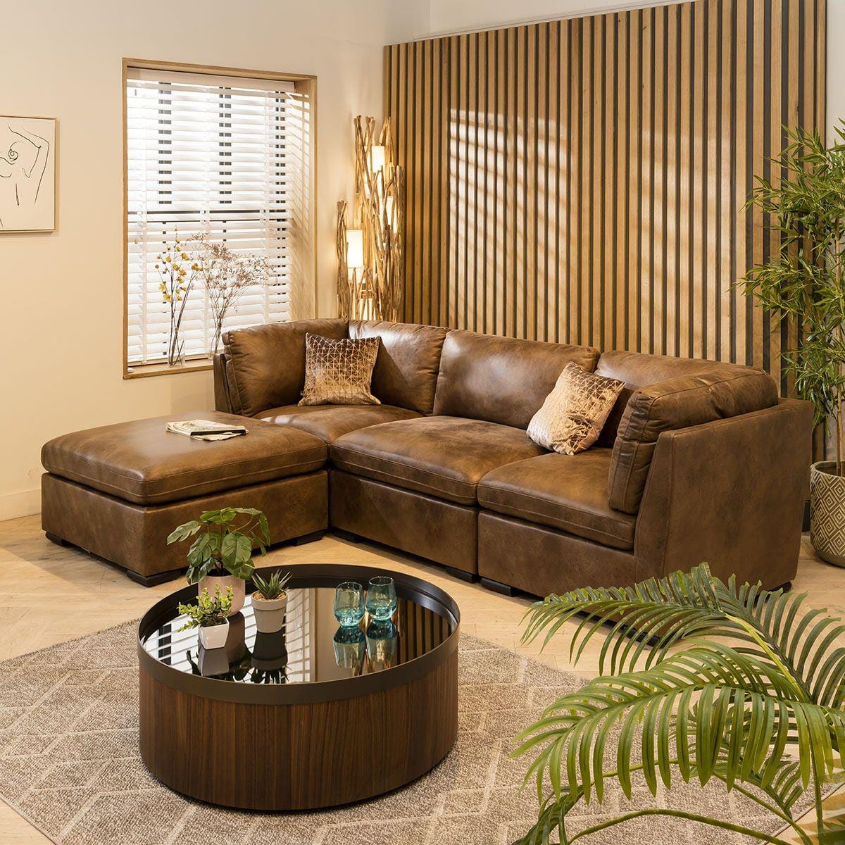 Mikey 3 Seater Modular Sofa Brown 285x190cm 2L