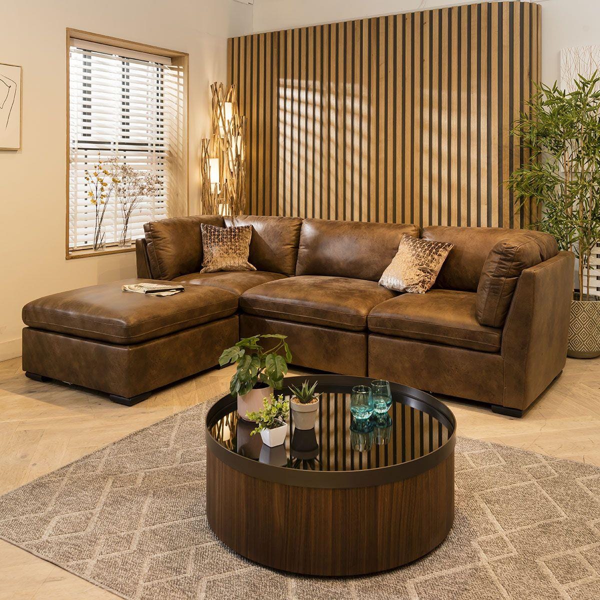 Mikey 3 Seater Modular Sofa Brown 285x190cm 2L