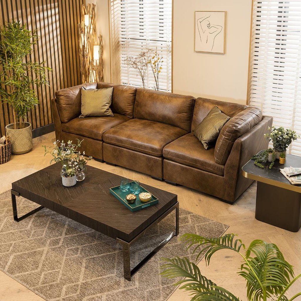 Mikey 3 Seater Modular Sofa Brown 285x95cm 1