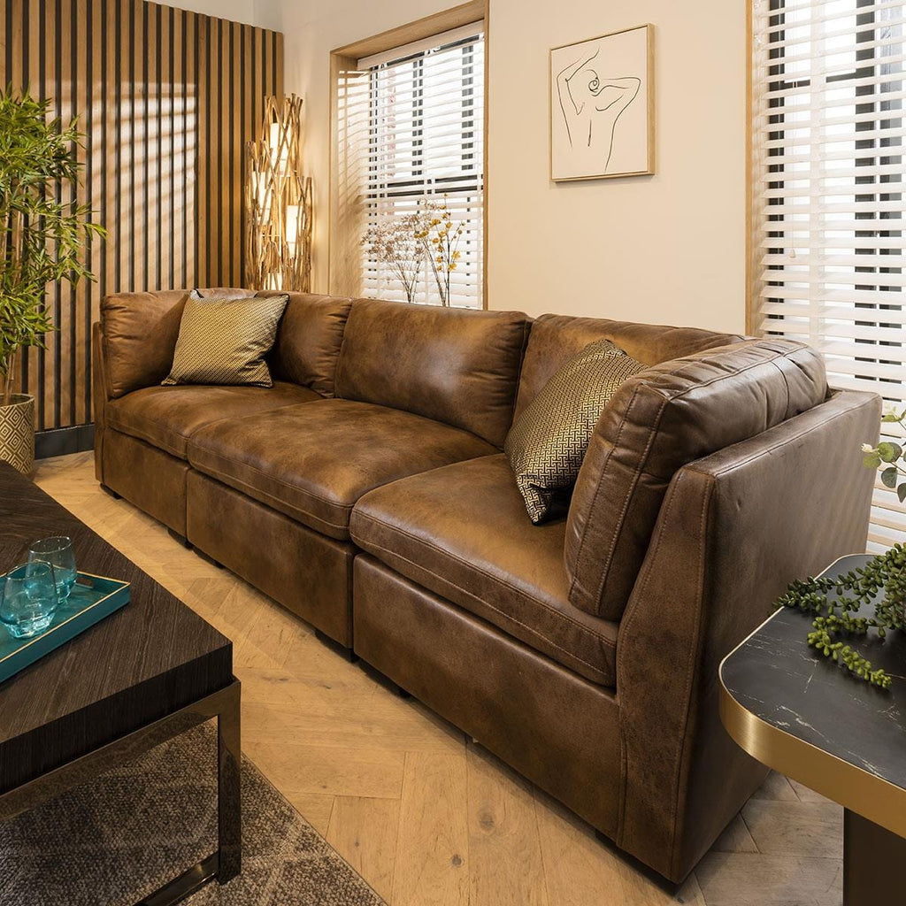 Mikey 3 Seater Modular Sofa Brown 285x95cm 1