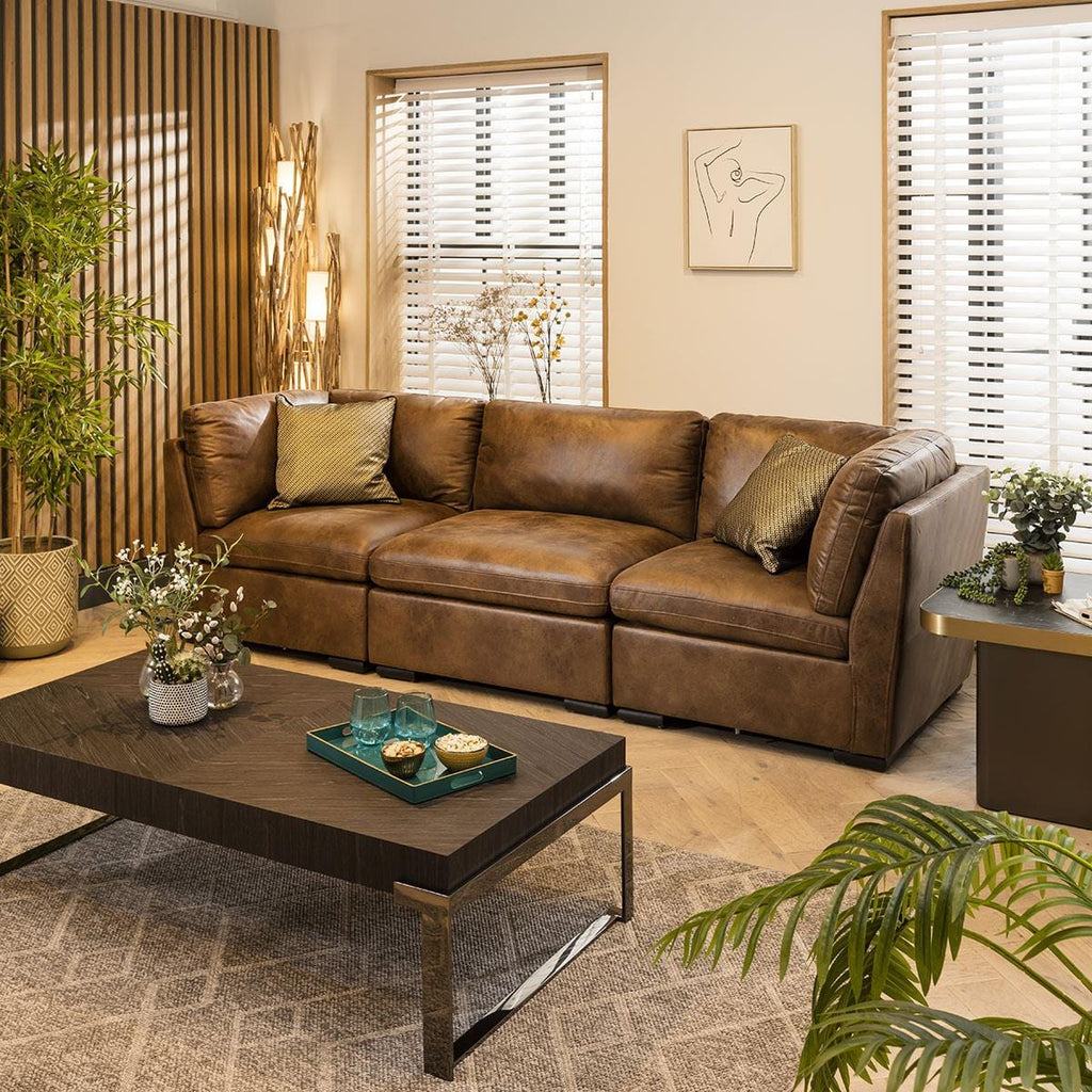 Mikey 3 Seater Modular Sofa Brown 285x95cm 1