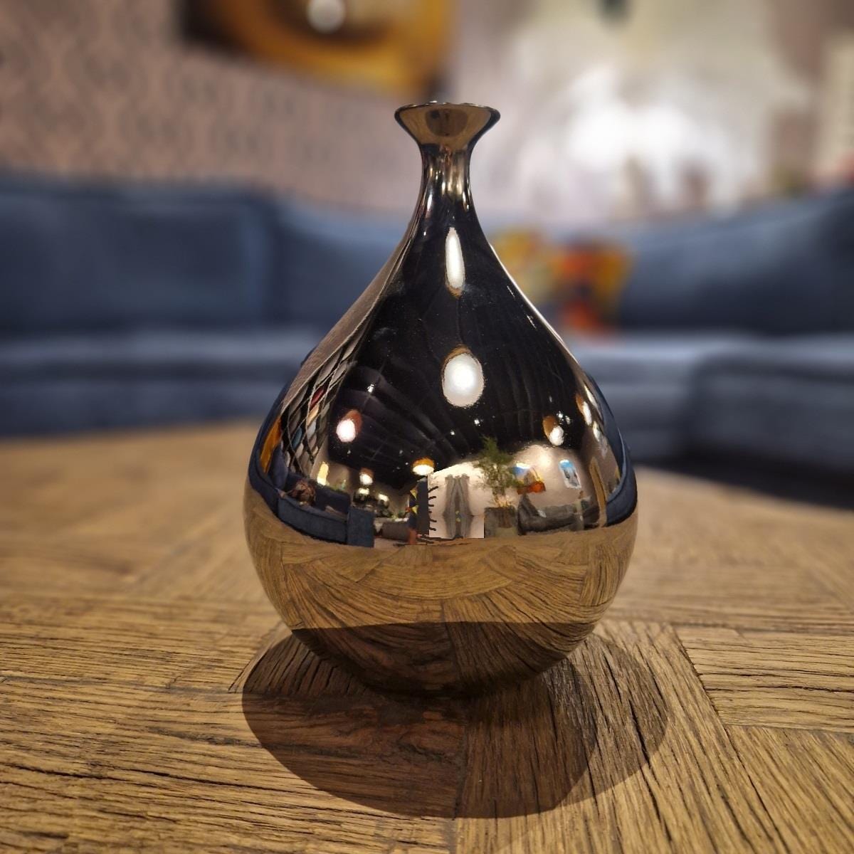 Quatropi Porcelain Flute Neck Vase 27cm Silver - Teardrop Design