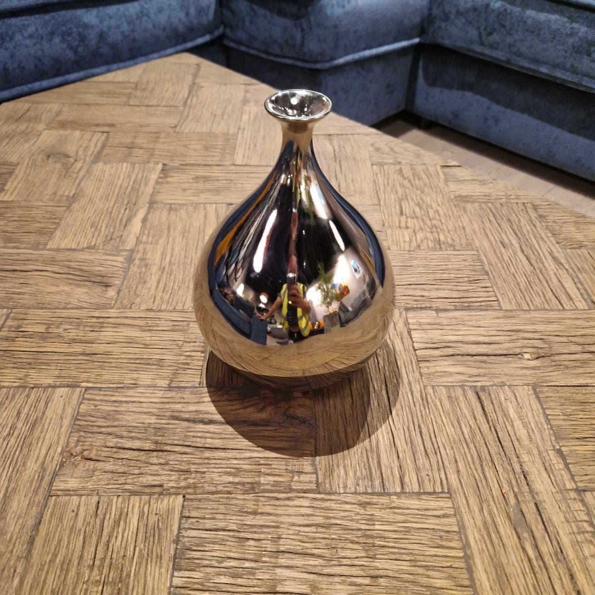 Quatropi Porcelain Flute Neck Vase 27cm Silver - Teardrop Design