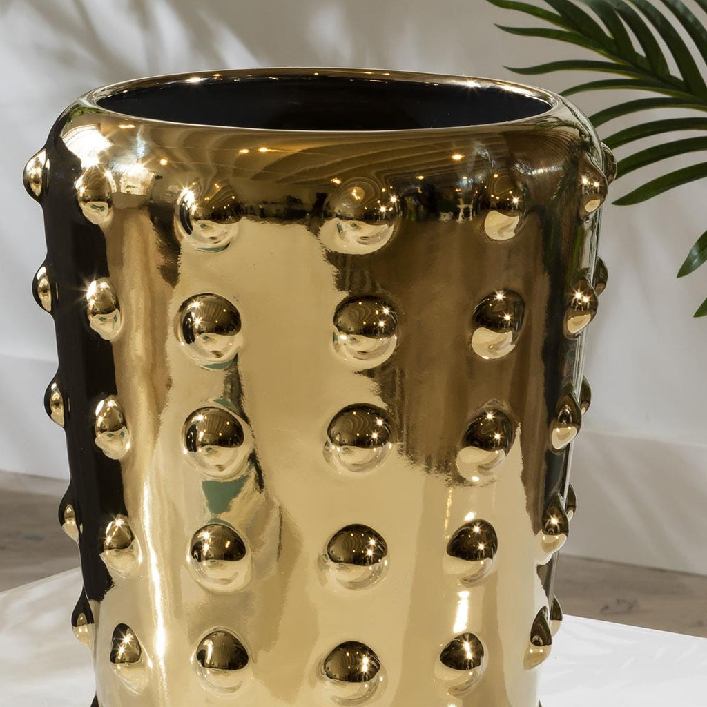 Quatropi Porcelain Hydria Vase 28cm Sunset Gold - Studded Design