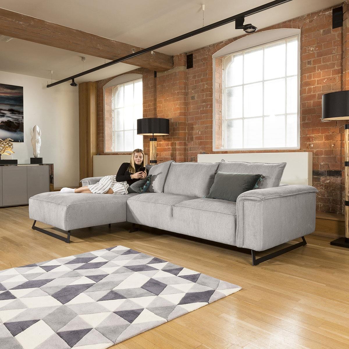 Large Luxury Effie L Shaped Sofa with Chaise Many Fabrics 3.0 x 1.9m RH