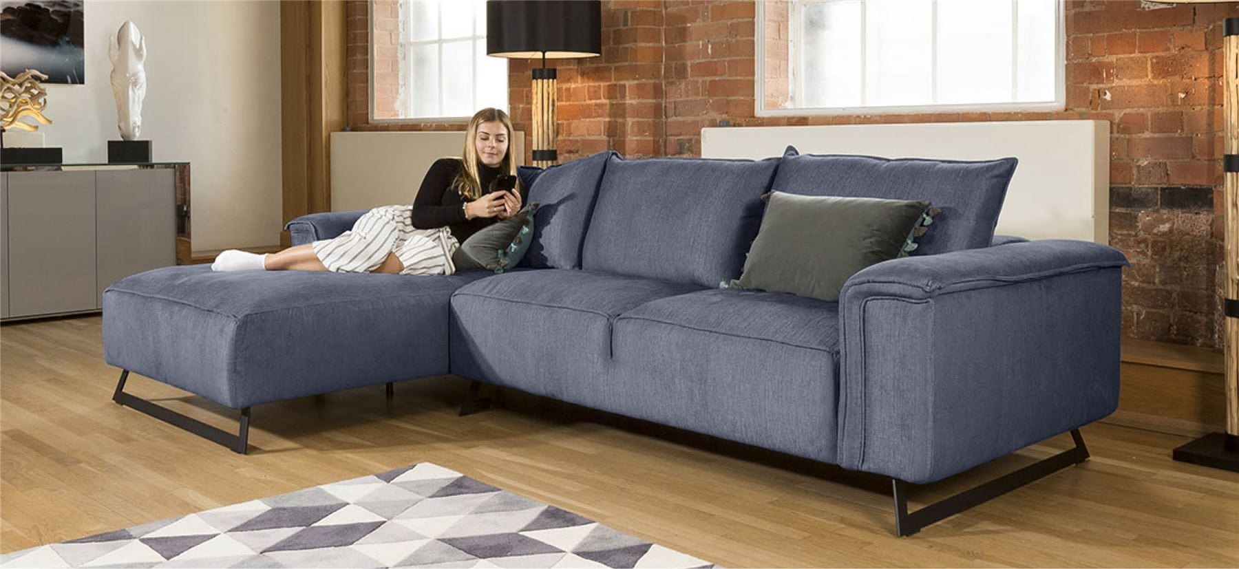 Large Luxury Effie L Shaped Sofa with Chaise Many Fabrics 3.0 x 1.9m RH