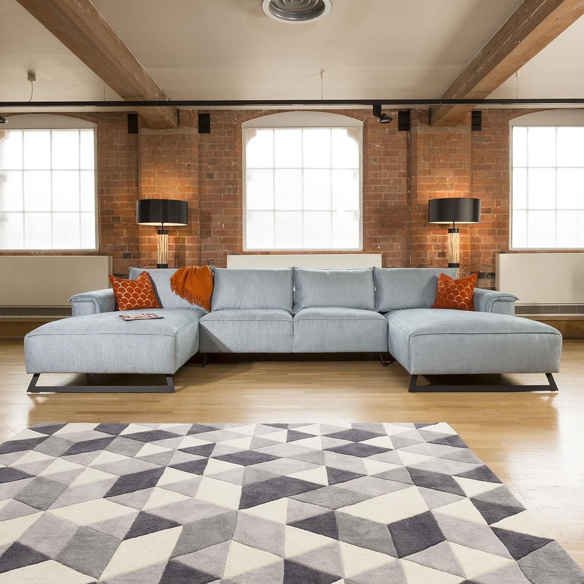 Effie Super Wide Stylish Sofa with 2 x 1.9m deep chaise lounges 3.8mt