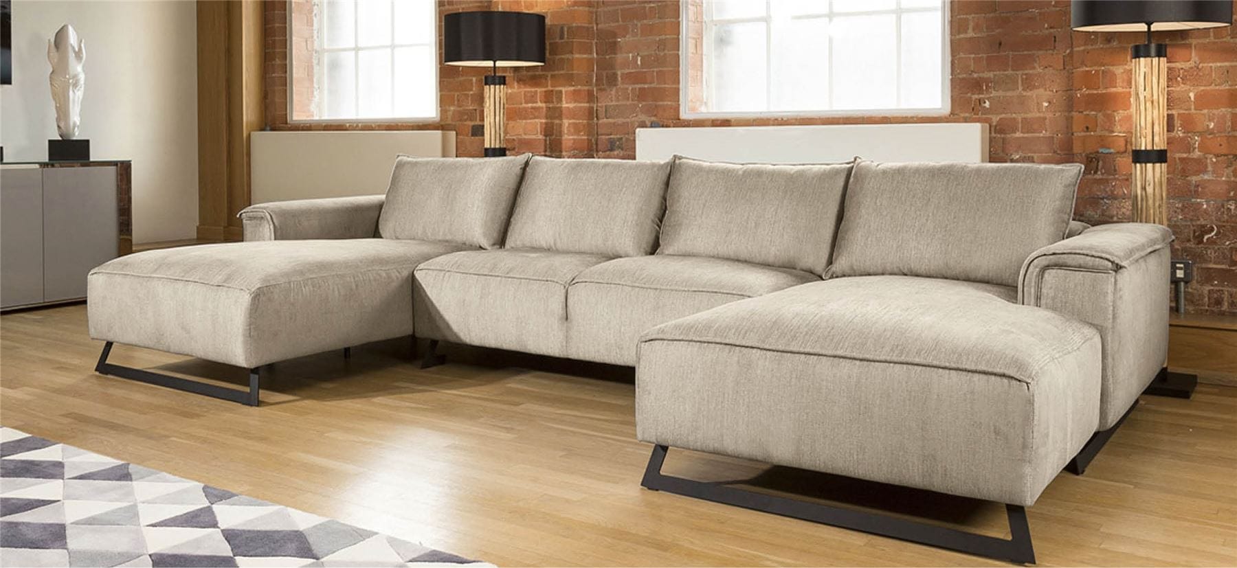 Effie Super Wide Stylish Sofa with 2 x 1.9m deep chaise lounges 3.8mt