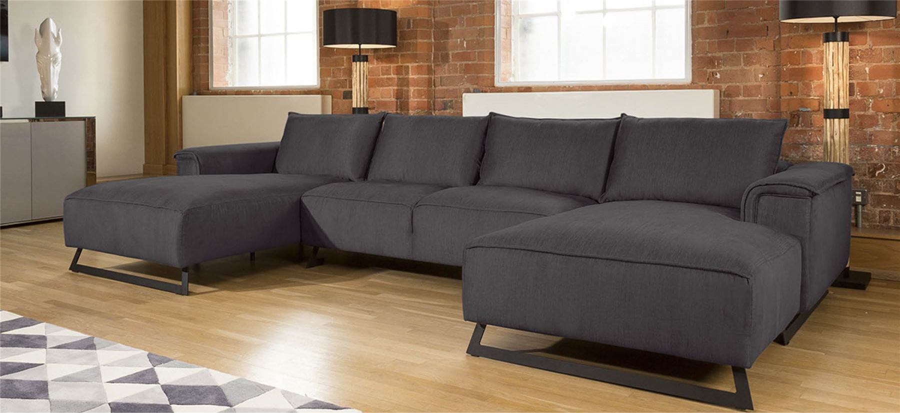 Effie Super Wide Stylish Sofa with 2 x 1.9m deep chaise lounges 3.8mt