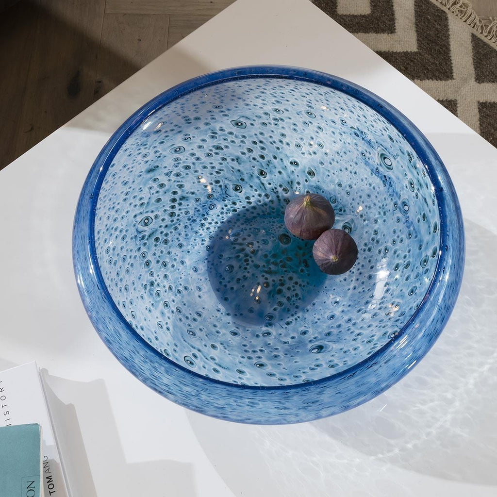 Quatropi Round Glass Bowl Blue Ø 38cm - Textured Finish