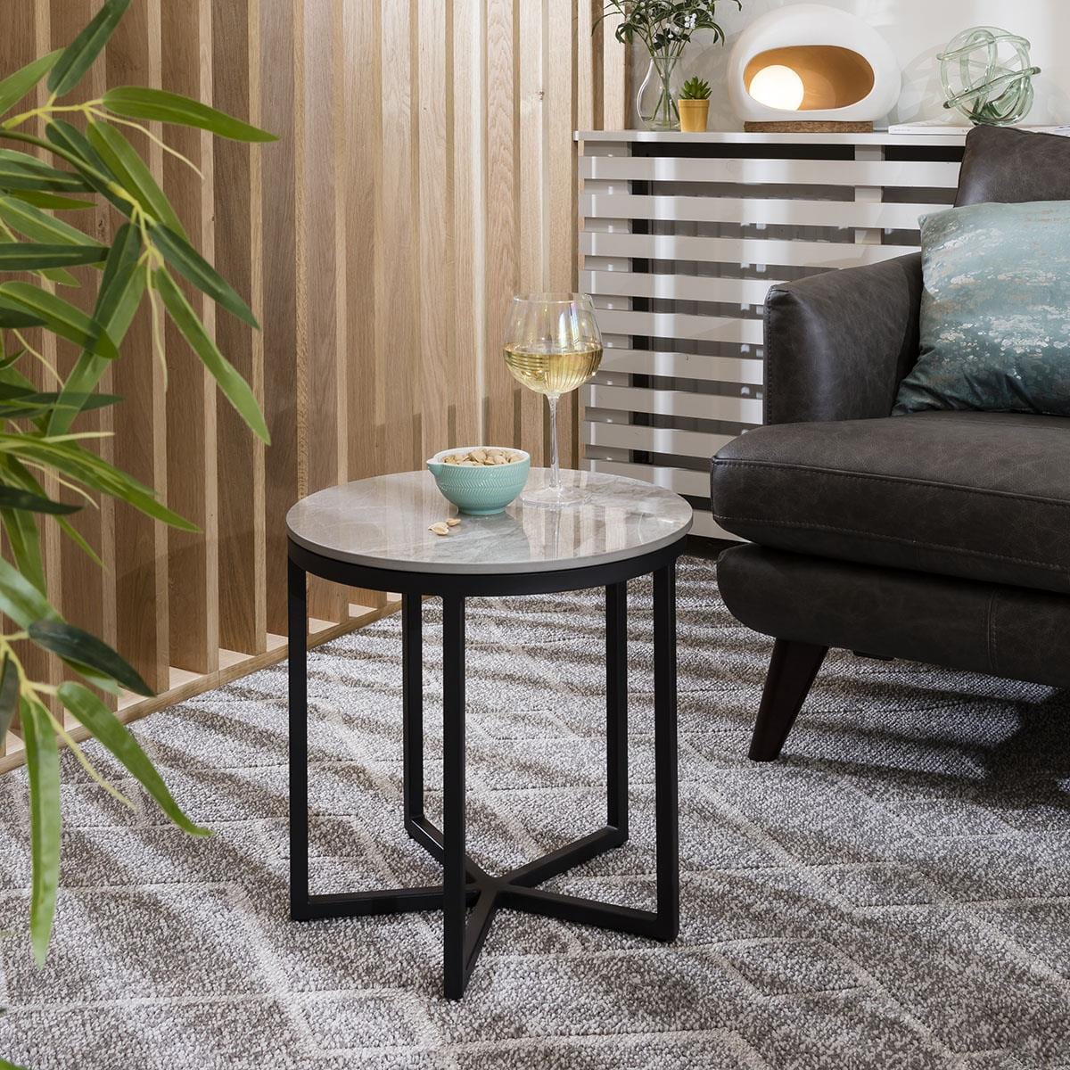 Lena Star Ceramic Side Table Grey