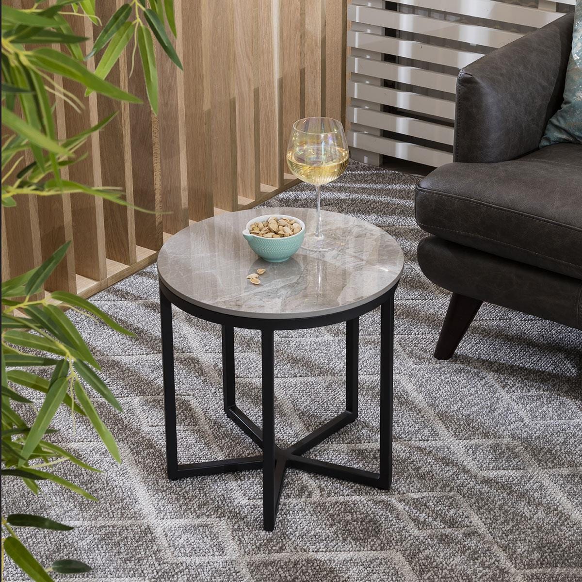 Lena Star Ceramic Side Table Grey