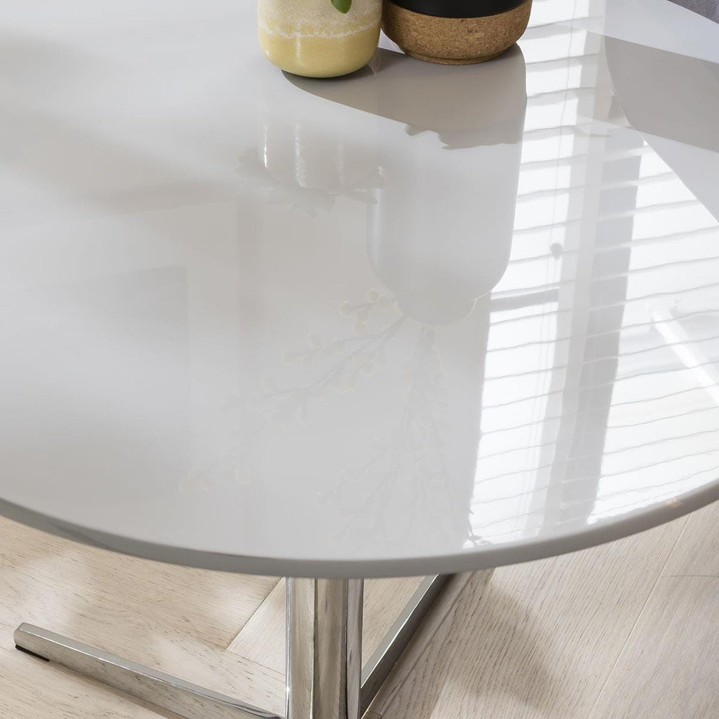 Quatropi Round Side Table Grey Gloss on Pedistal Base