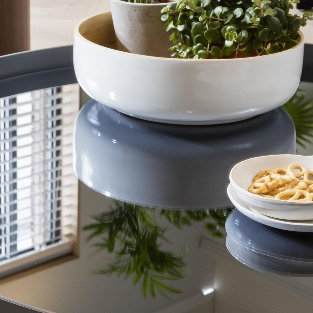 Quatropi Round Side Table Ø 45cm Brown Walnut - Premium Metal Ring Accent