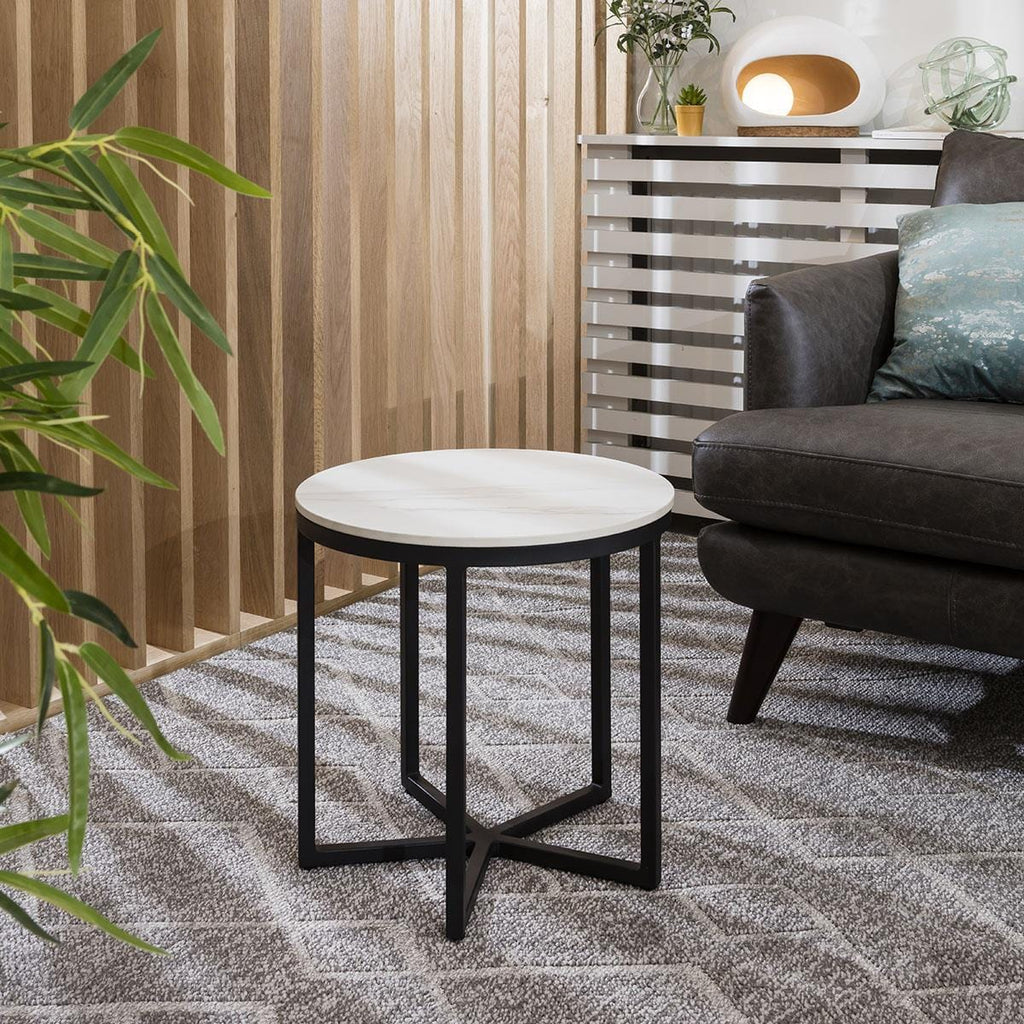 Lena Star Ceramic Side Table White