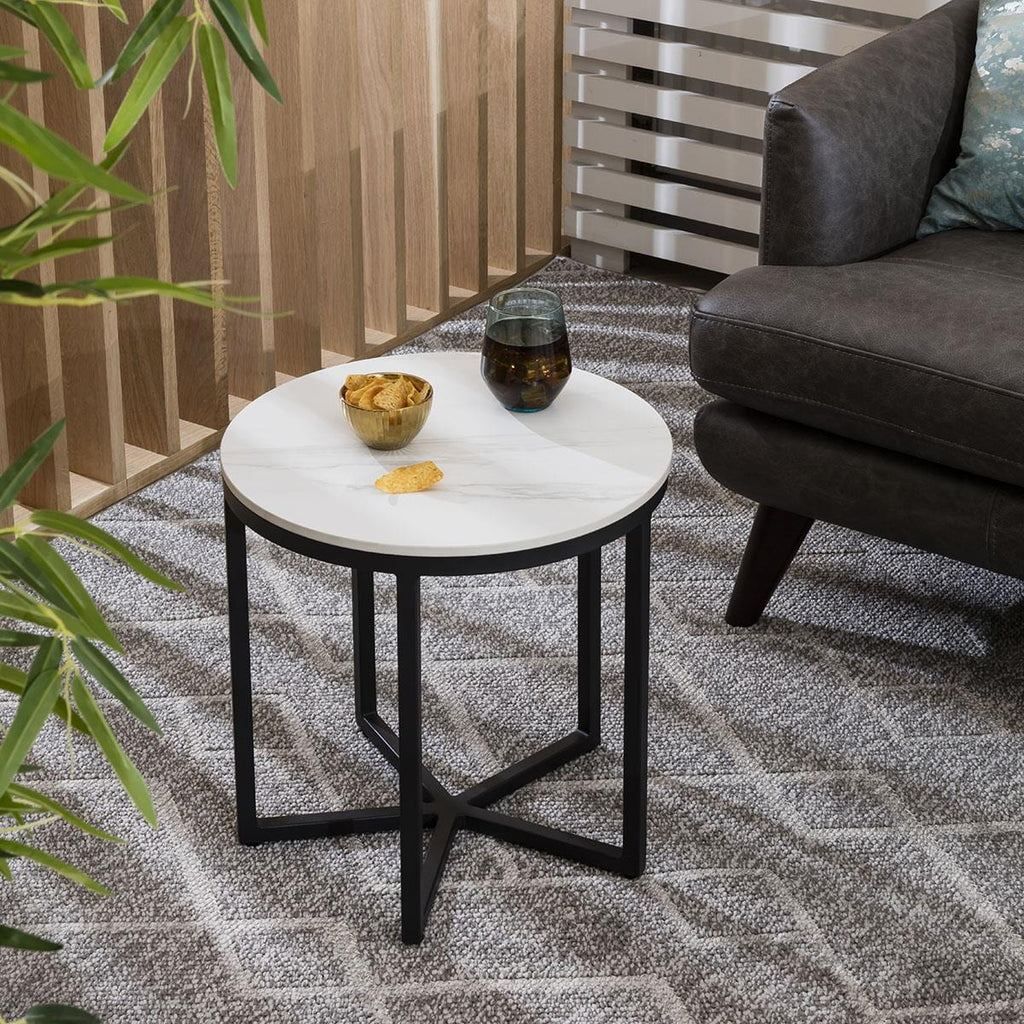 Lena Star Ceramic Side Table White