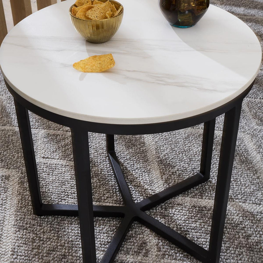 Lena Star Ceramic Side Table White