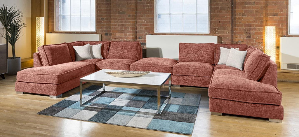 Quatropi's Lexci Luxury Soft Cinema U Shape Sofa Many Colours & Fabric
