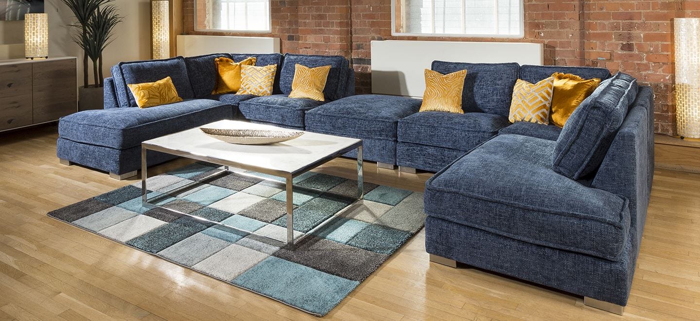 Quatropi's Lexci Luxury Soft Cinema U Shape Sofa Many Colours & Fabric