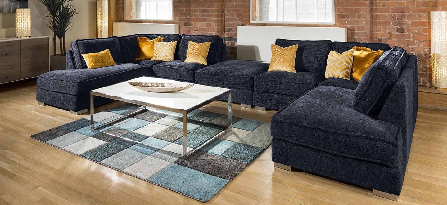 Quatropi's Lexci Luxury Soft Cinema U Shape Sofa Many Colours & Fabric