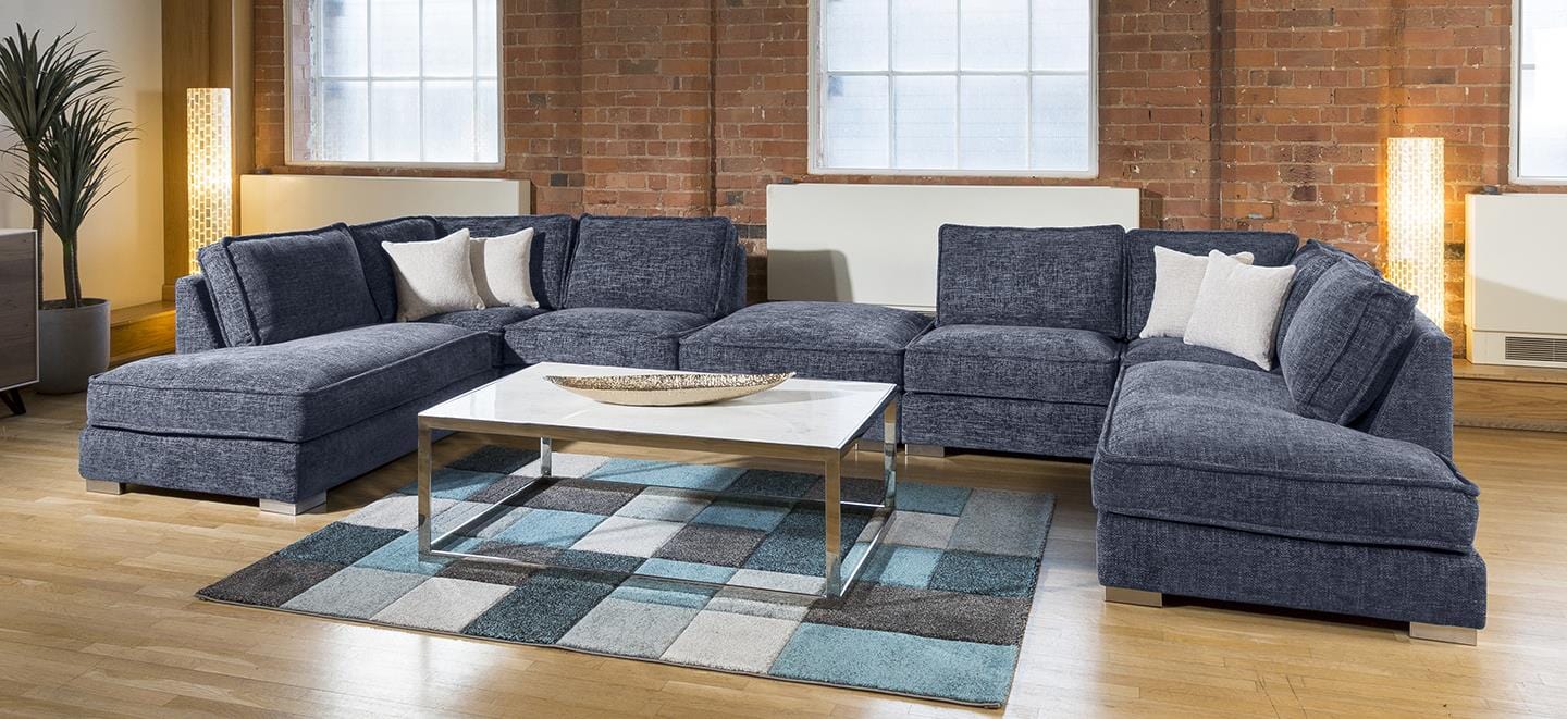 Quatropi's Lexci Luxury Soft Cinema U Shape Sofa Many Colours & Fabric