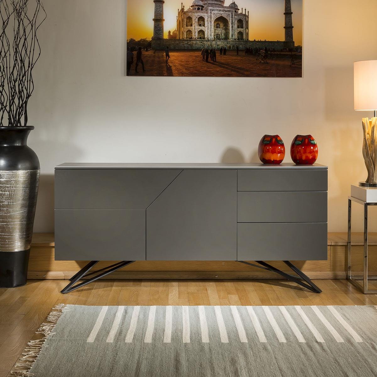 Quatropi's Stunning Caesar Ceramic Topped Grey Sideboard 1600mm