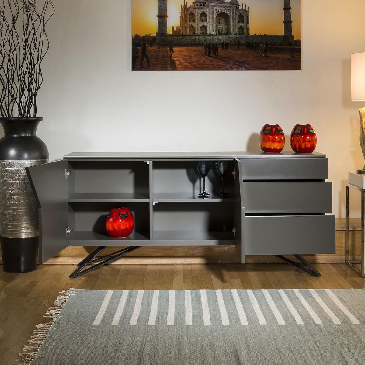 Quatropi's Stunning Caesar Ceramic Topped Grey Sideboard 1600mm