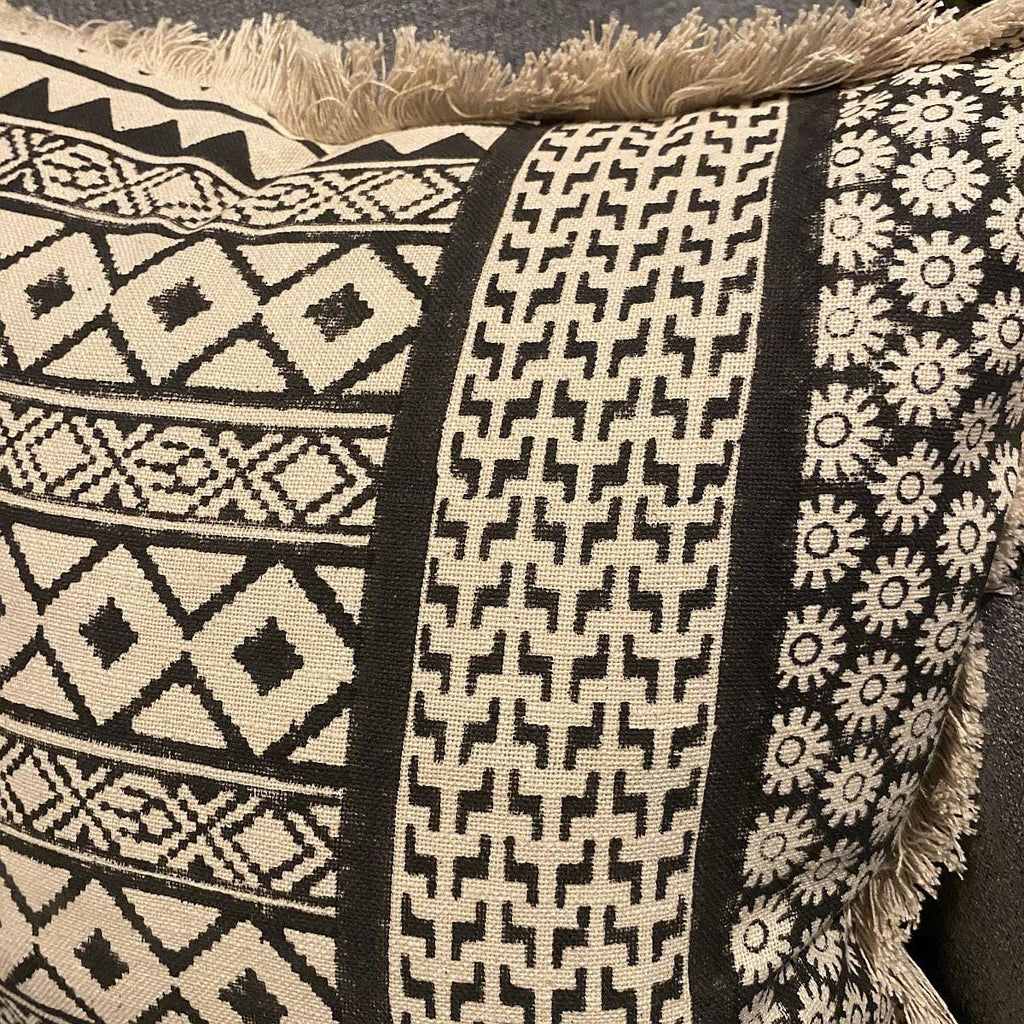 Quatropi Scatter Cushion Mono Tribal 45x45cm Black & Natural