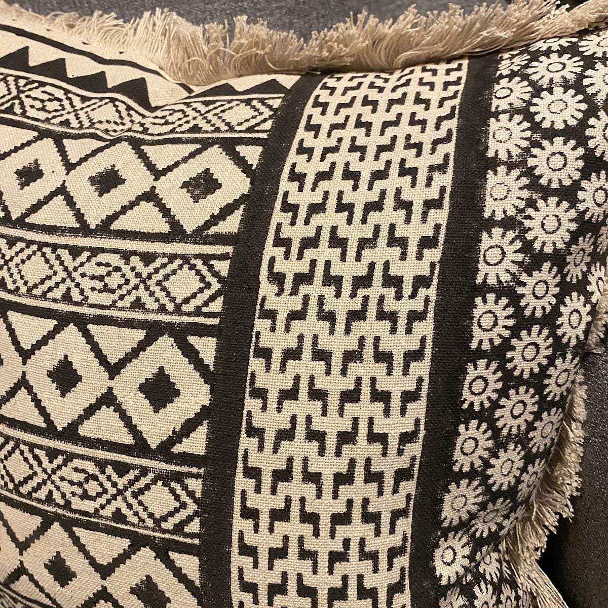 Quatropi Scatter Cushion Mono Tribal 45x45cm Black & Natural