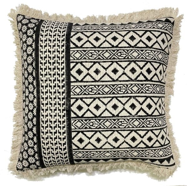 Quatropi Scatter Cushion Mono Tribal 45x45cm Black & Natural