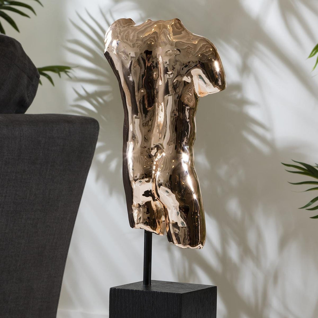 Quatropi Sculpture Ornament 45cm Gold & Black - Mounted On Stand