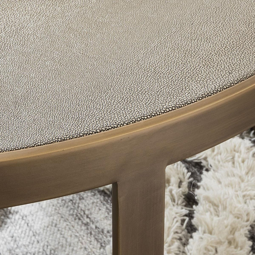 Quatropi Shagreen Round Nesting Coffee Tables Ø 94cm/74cm - Gold Metal Frame