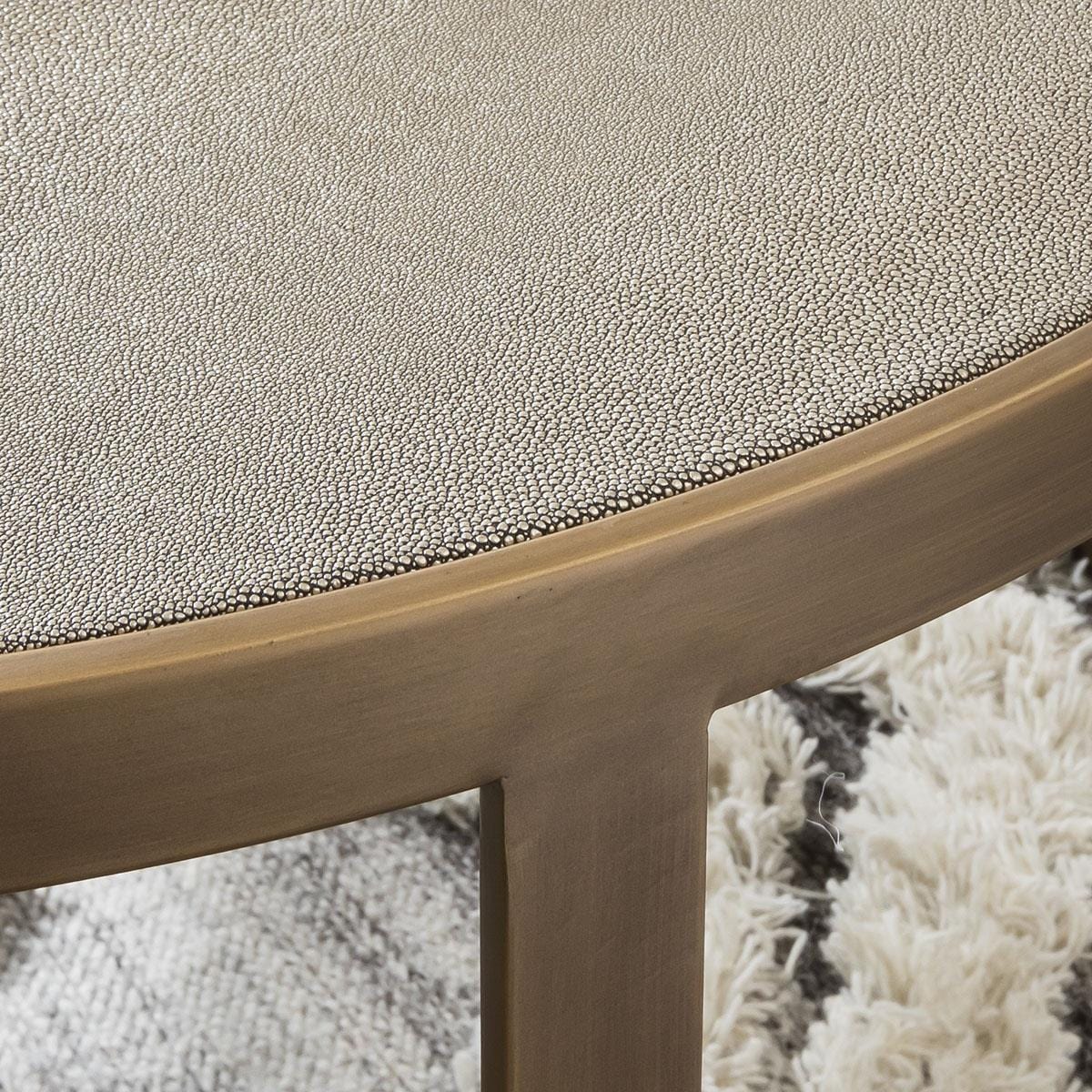 Quatropi Shagreen Round Nesting Coffee Tables Ø 94cm/74cm - Gold Metal Frame