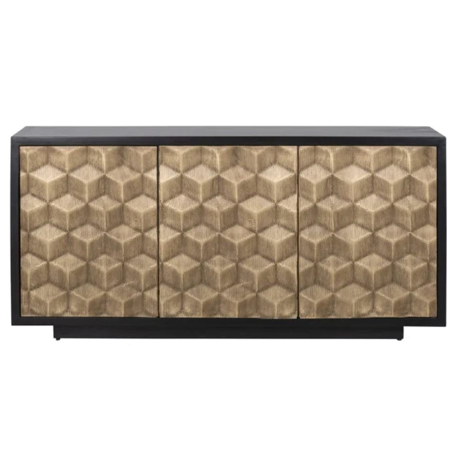 Quatropi Sideboard 160cm Brass - Black Cabinet, 3 Doors