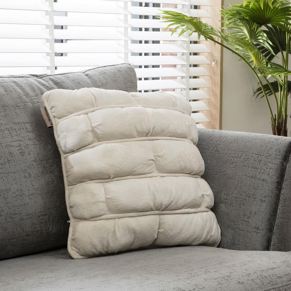 Quatropi Square Cushion 45cm White Chamois - Stragger Design, Jumbo Piping