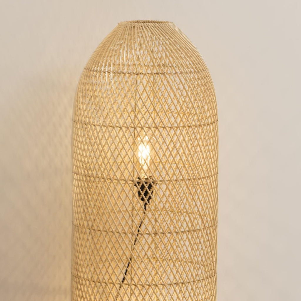 Quatropi Tall Blonde Rattan Lamp Brown 105cm Tall